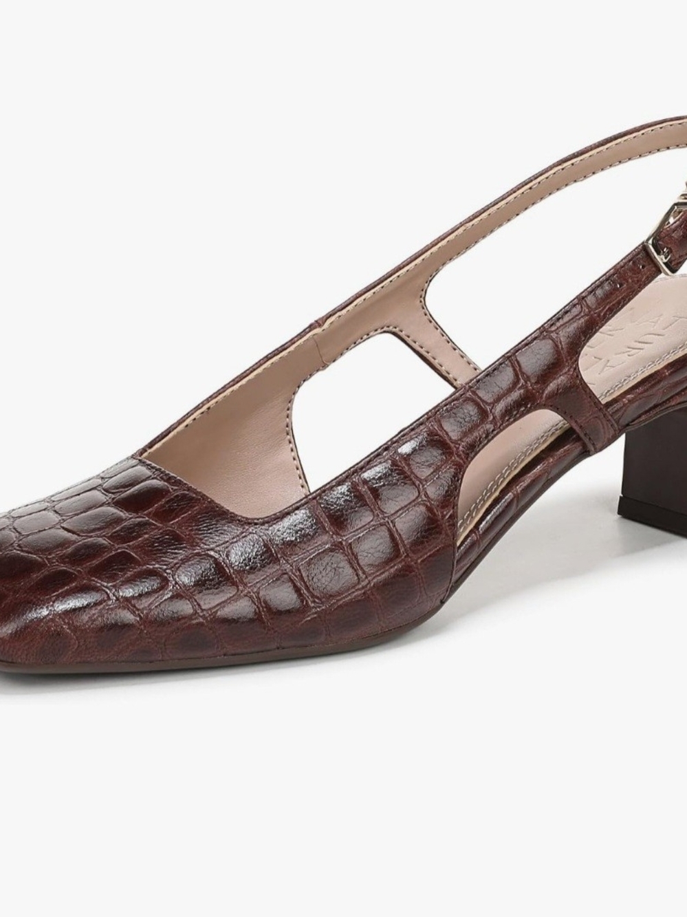 Naturalizer Women's Carmen Pump Cappuccino Croco Leather 6.5 M